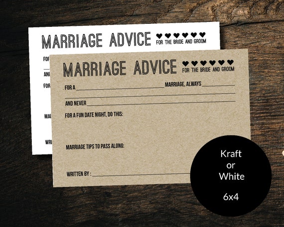 Wedding Advice Cards Bride And Groom Advice Cards Etsy