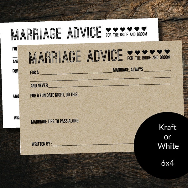 Printed Wedding Advice Cards