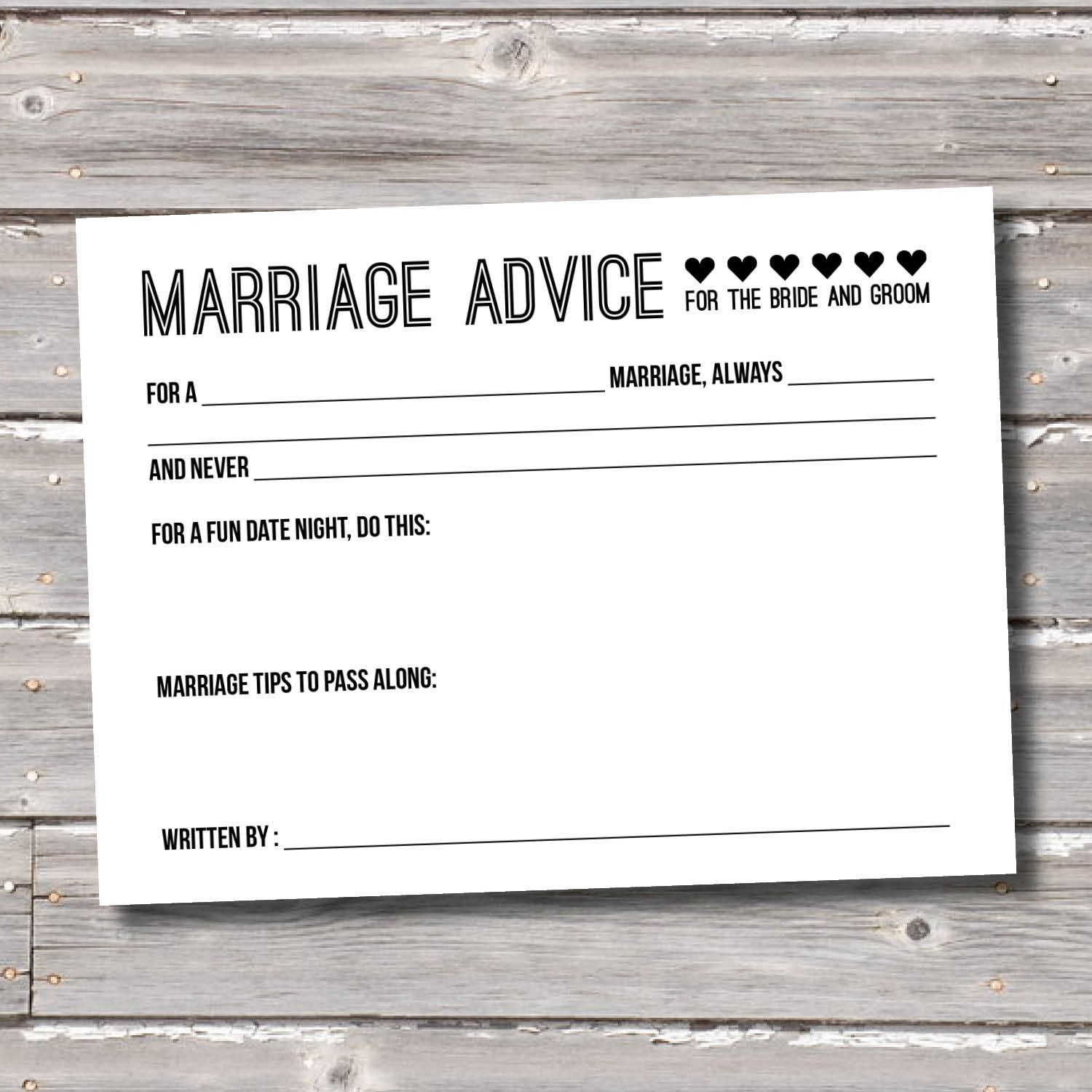 Wedding Advice Cards - Printable - Etsy
