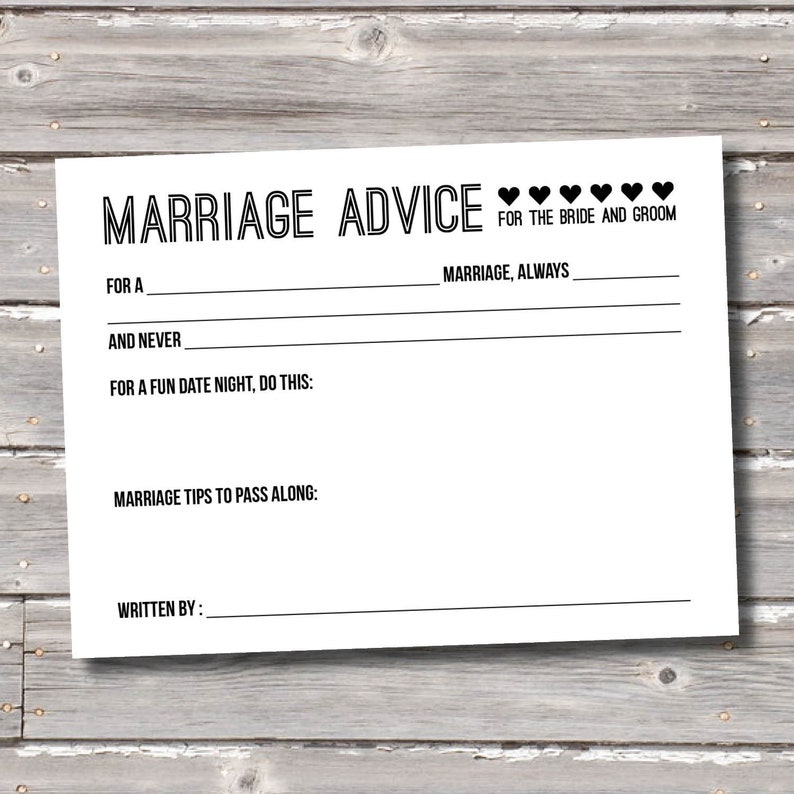 Printed Wedding Advice Cards / Marriage Advice Cards Etsy
