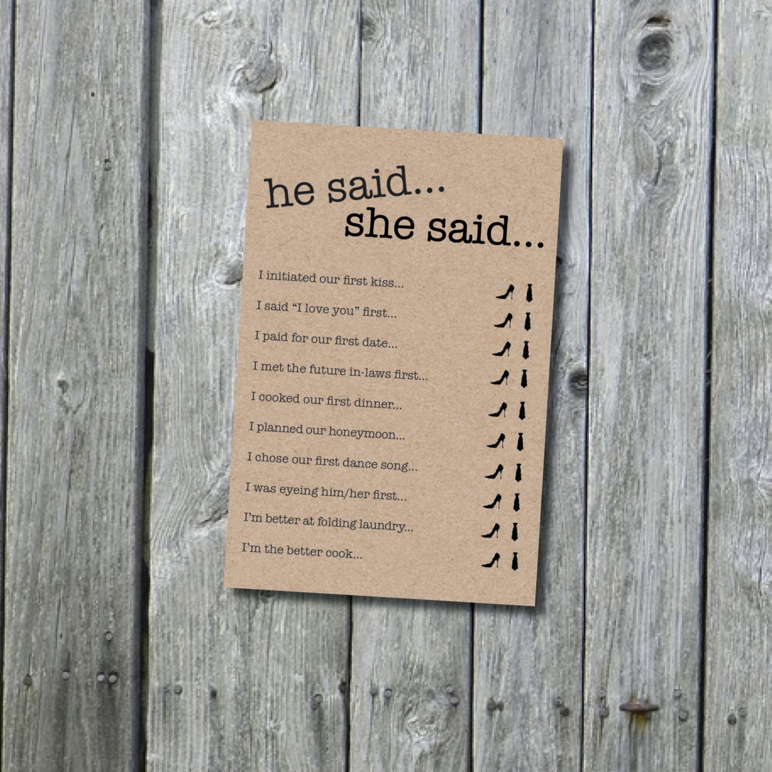 He Said She Said Cards Printable pre-printed Packs in Shop - Etsy