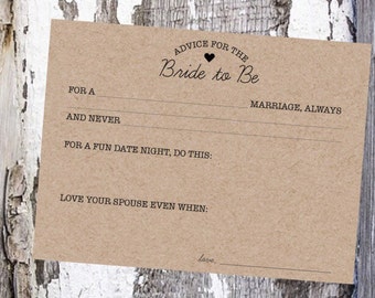 Advice for the Bride to Be Card - Printable