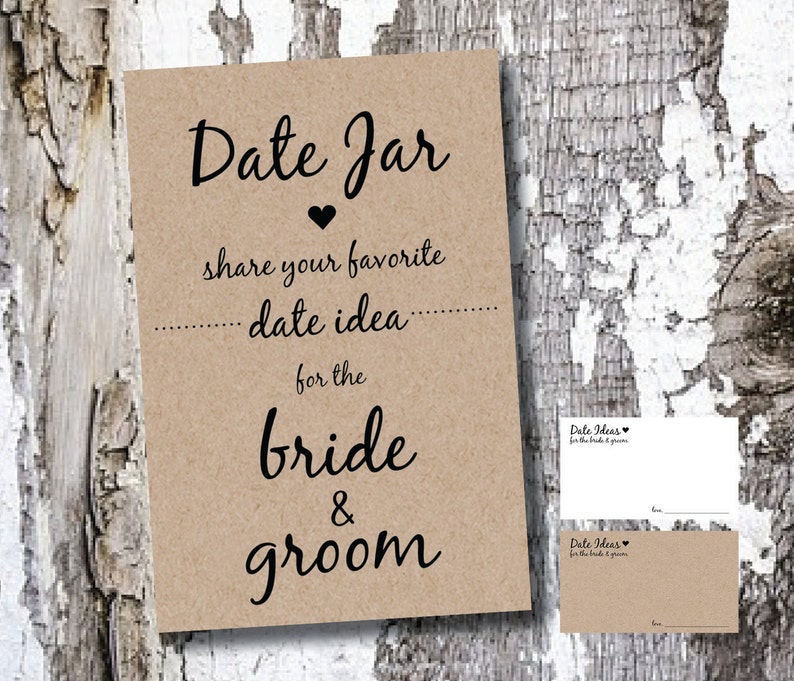 25 Date Night Jar Cards & Sign / White or Kraft image 1