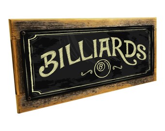 or Gameroom Blue Pool Hall Metal Sign; Wall Decor for Mancave Den 