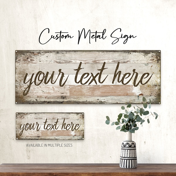 CUSTOM Rustic Wood Design on Metal Sign; Wall Decor for Home and Office, Personalized Gift