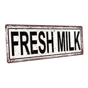 Fresh Milk Metal Sign; Wall Decor for Kitchen and Dining Room