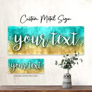 CUSTOM Contempo Calligraphy Script Metal Sign; Wall Decor for Home and Office, Personalized Gift
