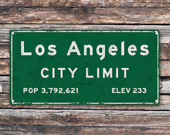 Los Angeles City Limit Metal Sign, California, Population, Census, Travel