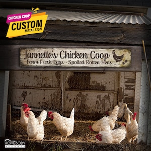 CUSTOM Chicken Coop Metal Sign; Indoor-Outdoor, Aluminum Wall Decor for Farm, Yard and Outdoor Living