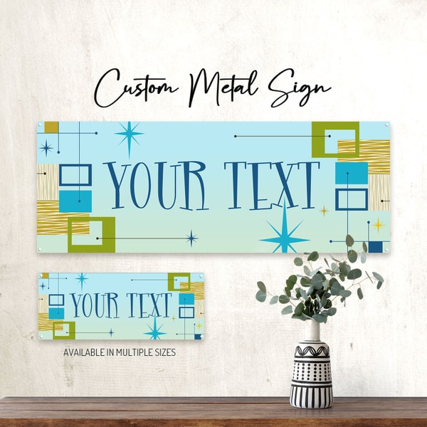 CUSTOM Mid-century Design Metal Sign; Wall Decor for Home and Office, Patio, Bar, Outdoor, Personalized Gift