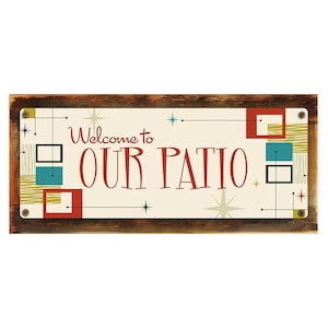 Customizable, Mid-century Design Metal Sign with Your Text Added, With or Without Barn Wood Frame