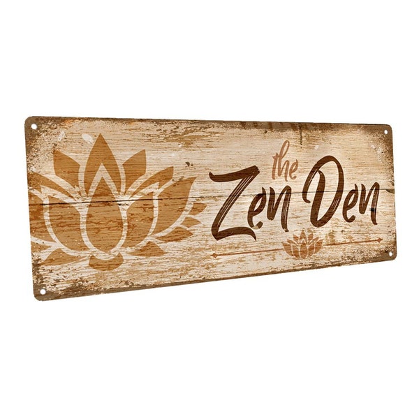 The Zen Den Lotus Metal Sign; Wall Decor for Meditation, Yoga or Studio