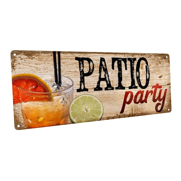 Patio Party Metal Sign; Wall Decor for Porch, Patio, or Deck