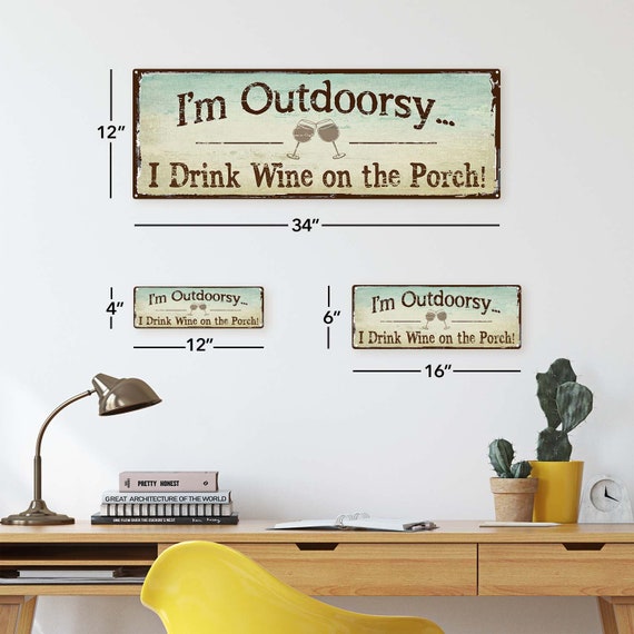 Cartoon Funny Cat I'm Outdoorsy I Drink Wine on The Porch Metal Sign Vintage Tin Sign Wall Art Pictures for Living Room Kitchen Wine Cuadros Home Decor Cartoon Funny Cat I'm Outdoorsy I Drink Wine on The Porch Metal Sign Vintage Tin Sign Wall Art Pictures for Living Room Kitchen Wine Cuadros Home Decor