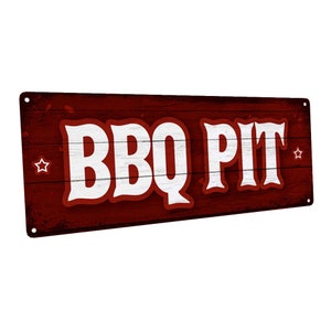 BBQ Pit Metal Sign; Wall Decor for Porch, Patio, or Deck