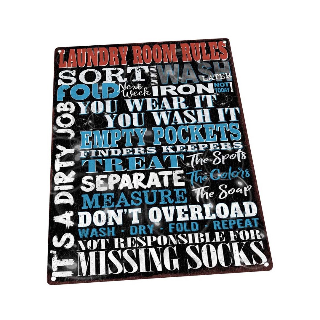 Laundry Room Rules Metal Sign; Wall Decor for Bath or Laundry - Etsy