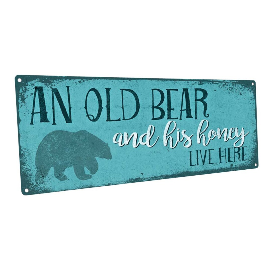 An Old Bear and His Honey Live Here Metal Art Print for - Etsy
