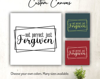 Not Perfect, Just Forgiven | Canvas Wall Art | Christian | Scripture | Bible Verse Wall Decor for Home or Office