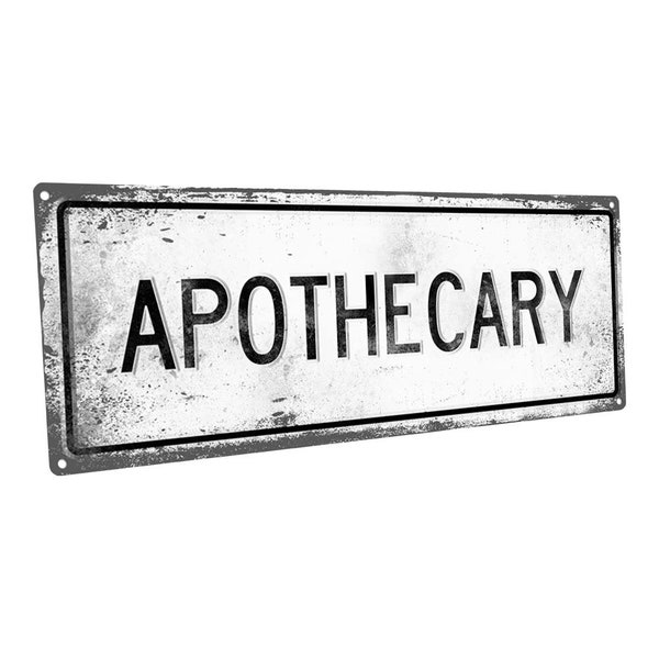 Retro Apothecary Metal Sign; Wall Decor for Studio, Home, or Office