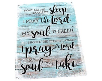 Now I Lay Me Down to Sleep Metal Sign; Wall Decor for Office or Meeting Room