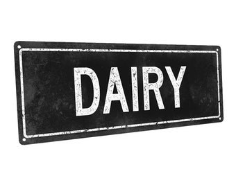 Black Dairy Metal Sign; Wall Decor for Kitchen and Dining Room