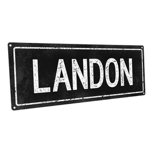 Letrero metálico de Black Landon; decoración de pared para habitación infantil y guardería