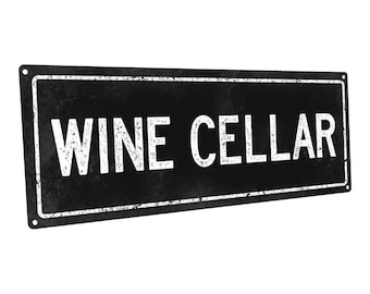 Black Wine Cellar Metal Sign; Wall Decor for Studio and Office