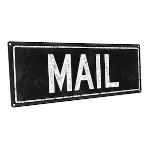 Black Mail Metal Sign; Wall Decor for Home and Office