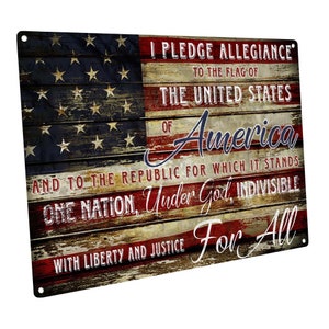 Pledge of Allegiance Metal Sign; Wall Decor for Office or Meeting Room