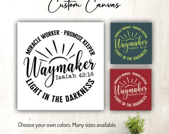 Waymaker, Miracle Worker, Promise Keeper, Light in the Darkness | Canvas Wall Art | Christian | Bible Verse Wall Decor for Home or Office