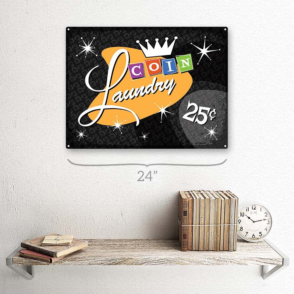 Black Coin Laundry Metal Sign Wall Decor for Bath or Laundry | Etsy