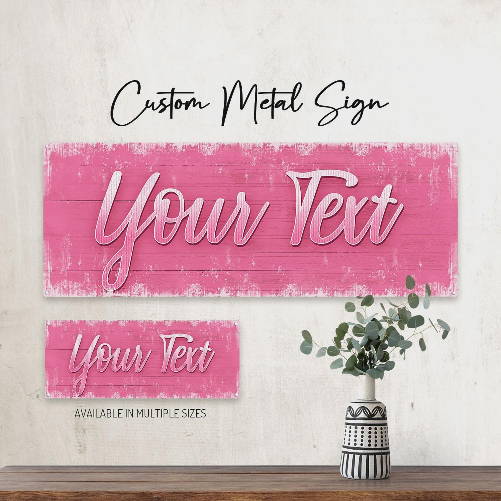 CUSTOM Personalized Pink Metal Sign; Wall Decor for Home, Office, Patio ...
