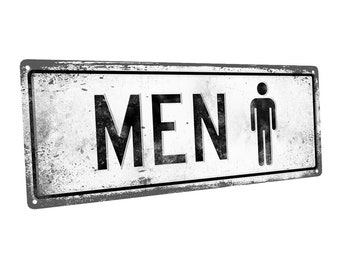 Men Metal Sign; Wall Decor for Bath or Laundry