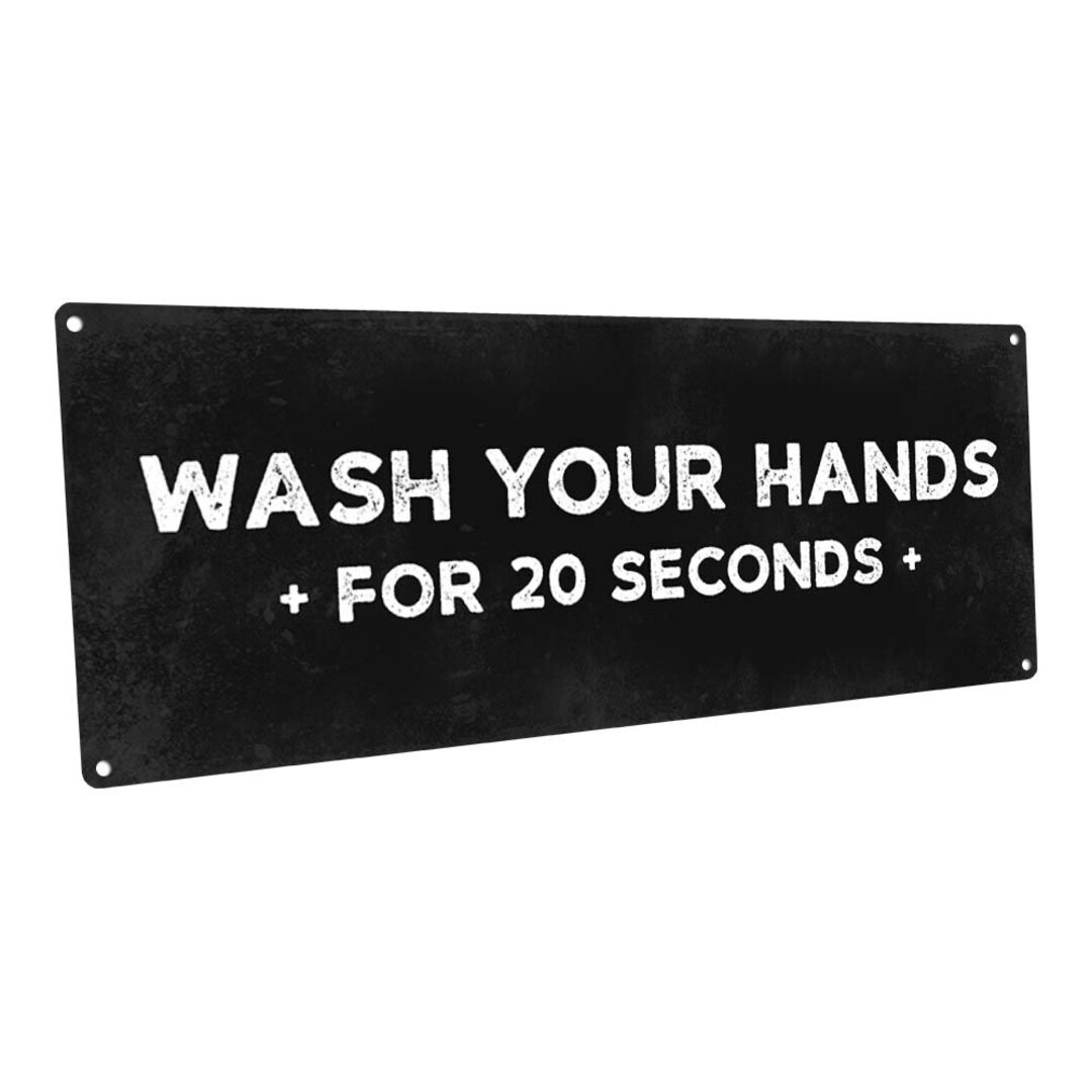 Wash Your Hands for 20 Seconds Metal Sign, for Kitchen, Bathroom ...