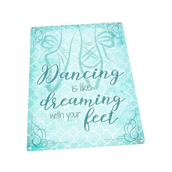 Dancing Is Like Dreaming With Your Feet - Blue Metal Art Print for Decorating Home and Office MEM1088-B
