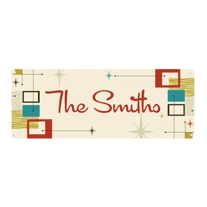 Smith Sign Customizable, Mid-century Design Metal Sign With Your Text Added, With ...