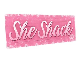 She Shack Metal Sign; Wall Decor for Bath or Laundry