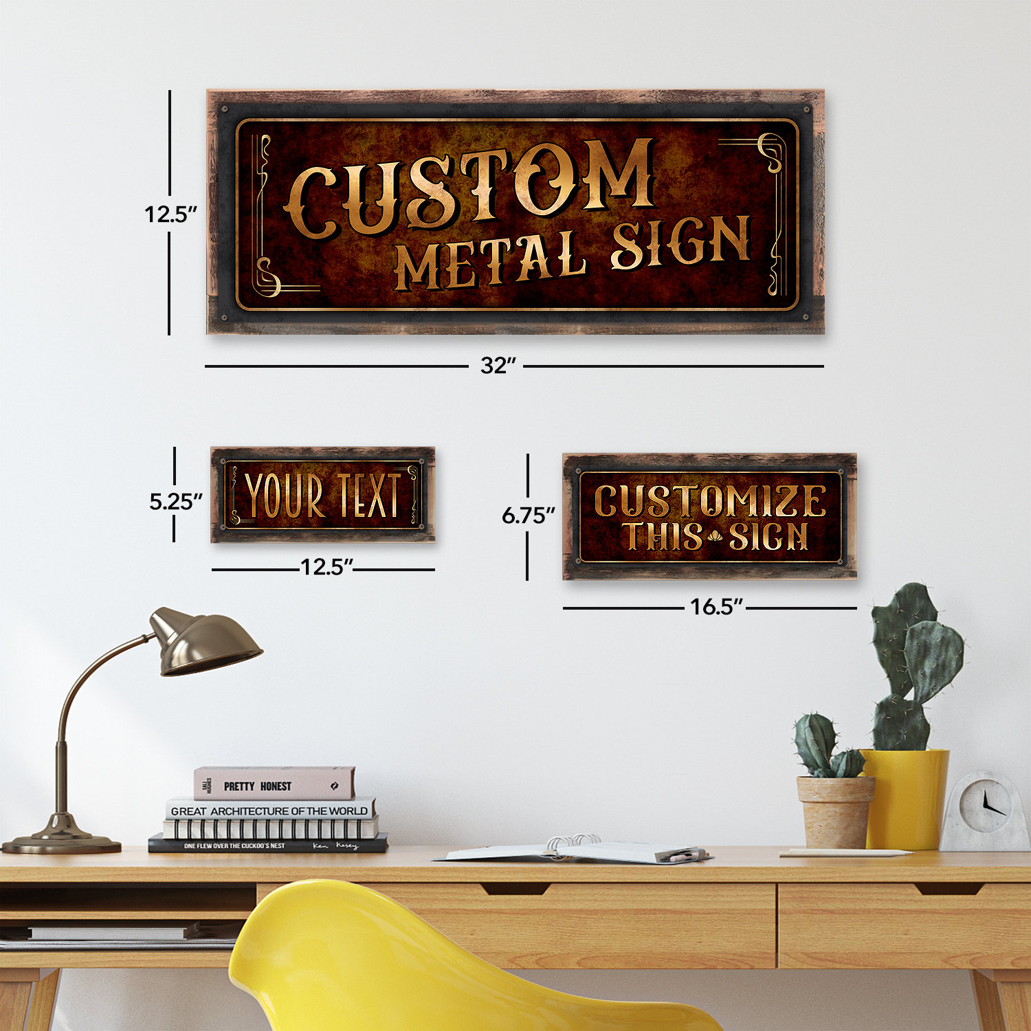 CUSTOM Brown Art Deco Style Metal Sign; Wall Decor for Home and Office ...