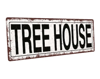 Tree House Metal Sign; Wall Decor for Playhouse, Patio, or Deck