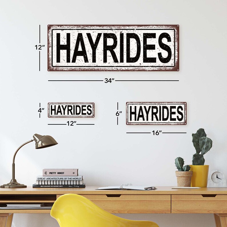 Hay Rides Metal Sign Wall Decor for Seasonal Ocassions image 2