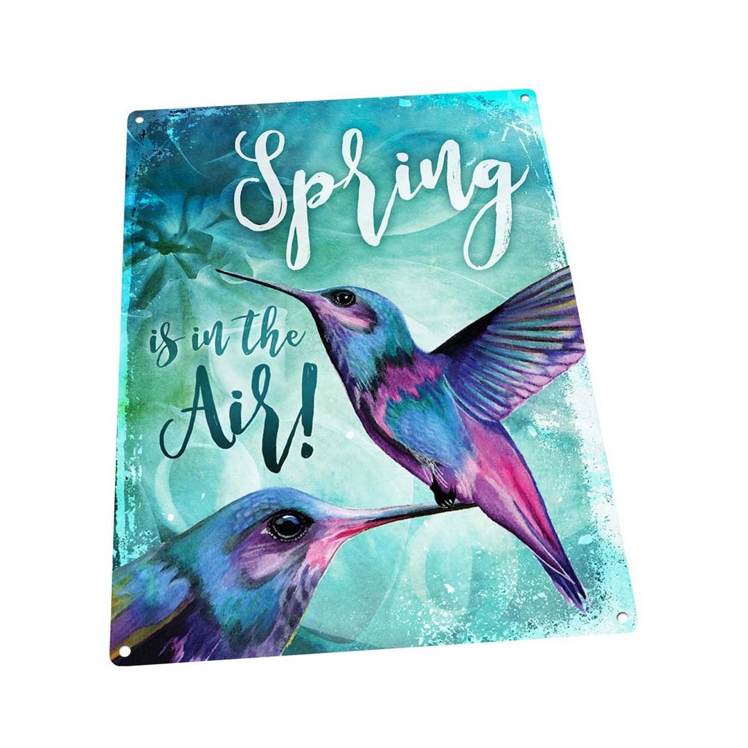Spring is in the Air, Hummingbirds Metal Sign; Wall Decor for Seasonal ...