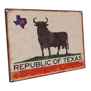 Republic of Texas Flag Metal Sign; Wall Decor for Home and Office