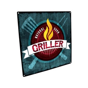 Natural Born Griller Metal Sign for Home Decor, Patio, Deck, Garden, Outdoors