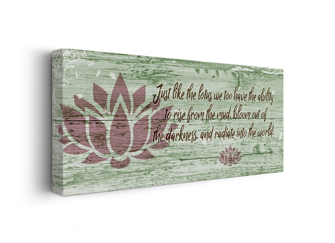 Green Lotus Inspirational Quote Canvas - Wall Decor for Home, Office or ...