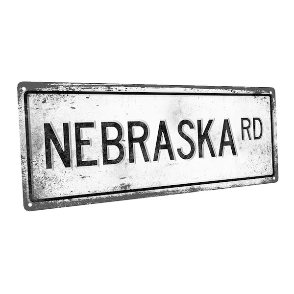 Nebraska Rd. Metal Sign; Wall Decor for Home and Office