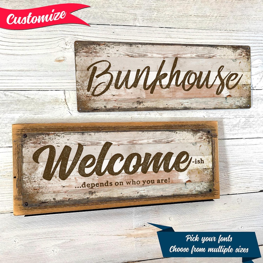 Rustic Interior Sign Options CUSTOM Rustic Wood Design on Metal Sign; Wall Decor for Home and Office ...