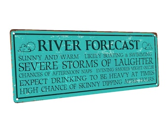 River Forecast Metal Sign; Wall Decor for Vacation Home