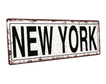 New York Metal Street Sign, Rustic, Vintage