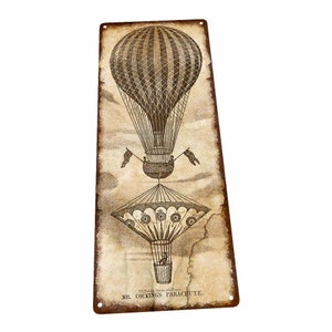 Vintage Hot Air Balloon Metal Sign; Wall Decor for Home and Office