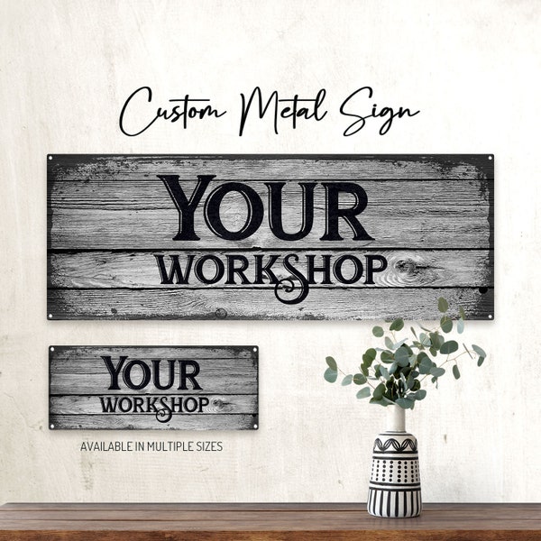 CUSTOM Woodworking Workshop Metal Sign; Wall Decor for Home, Garage, Patio, Outdoors, Business, Personalized Gift